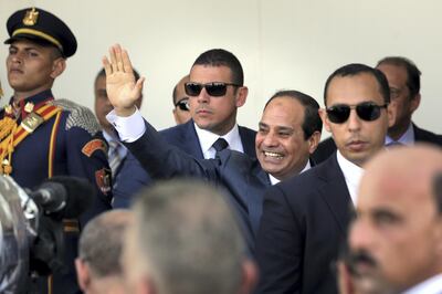 SUEZ, EGYPT - AUGUST 06:  President Abdel Fattah el-Sisi walks during the opening ceremony of the new Suez Canal expansion including a new 35km (22 mile) channel on August 6, 2015 in Suez, Egypt. The new channel of the Suez Canal was finished in a year at a cost of 8 billion USD and is designed to increase the speed and capacity of ships.  The new branch is being celebrated as a major nationalist project. (Photo by David Degner/Getty Images).