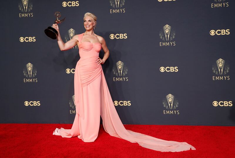 Hannah Waddingham in a custom Christian Siriano. Reuters