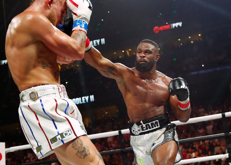 Jake Paul and Tyron Woodley fight at Amalie Arena.  USA Today