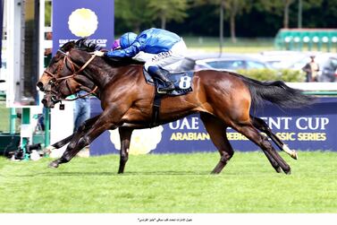 Mickael Barzalona and Castle Lady win the Emirates Poule d'Essai des Pouliches by a nose. WAM