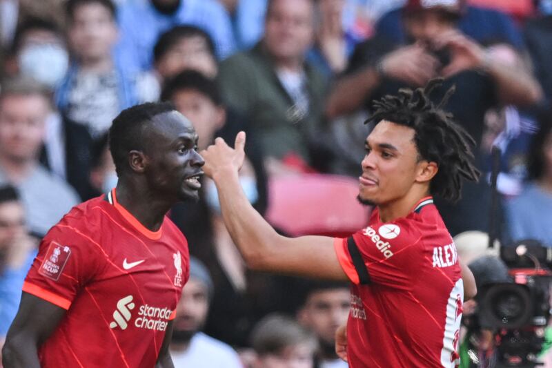Sadio Mane celebrates after scoring Liverpool's third goal. AFP