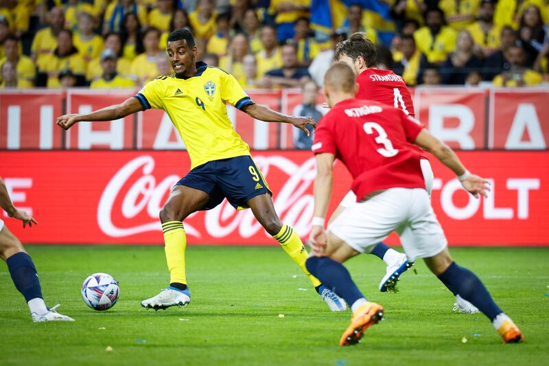 Sweden striker Alexander Isak striker has suffered a setback while recovering from a thigh injury. EPA