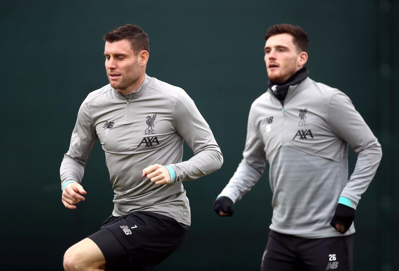 Liverpool's James Milner, left, and Andrew Robertson. Reuters