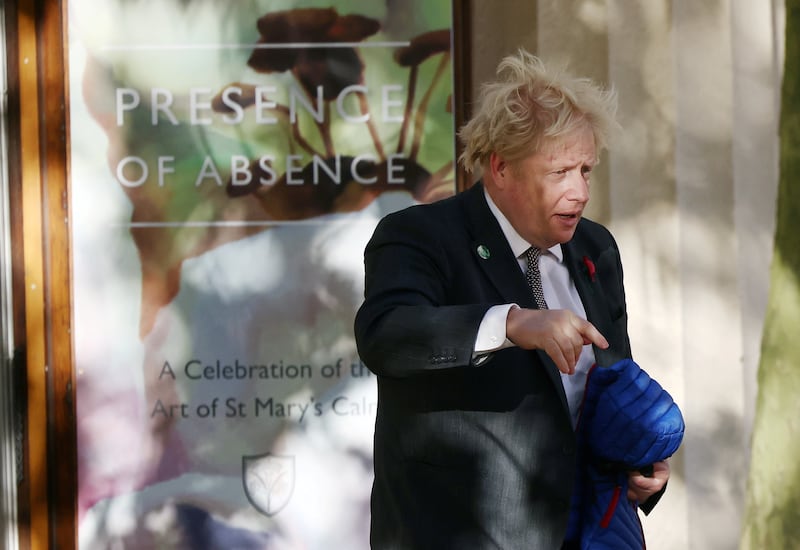 British Prime Minister Boris Johnson leaves an art exhibition on The Mall in London, Britain, November 5. Reuters
