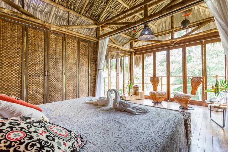 7. This charming cabana made from bamboo is located in the Andean mountains of Colombia, South America.