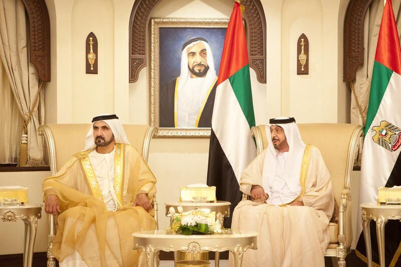 Sheikh Khalifa has supported young people’s aspirations throughout his 10 years as President, and his success can be measured in their trust and loyalty, said Sheikh Mohammed bin Rashid, the Vice President and Ruler of Dubai. Ryan Carter / Crown Prince Court Abu Dhabi