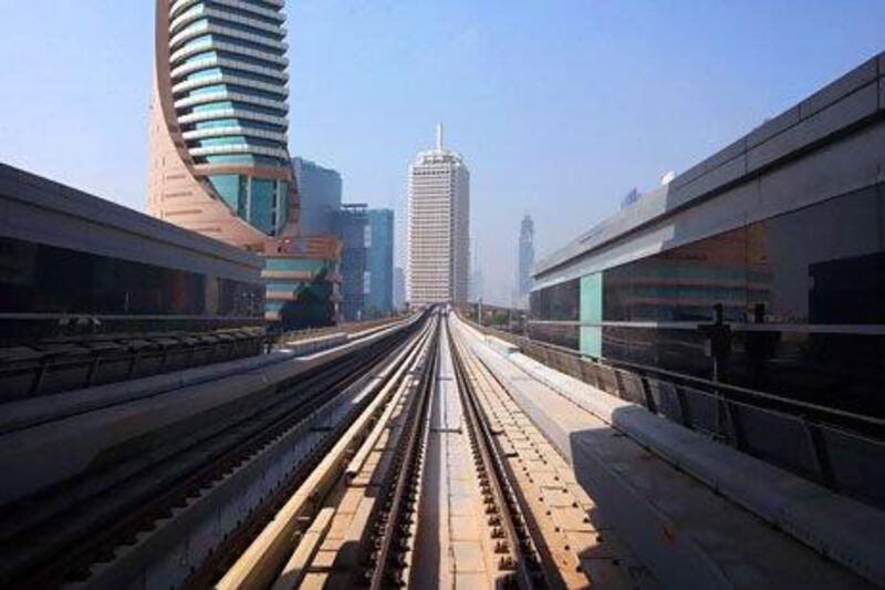 A view of Dubai offices from Al Jafiliya station. Randi Sokoloff / The National