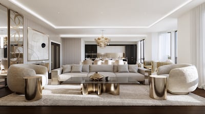 The great room inside an Elie Saab Residences property in London. Photo: Calvermont
