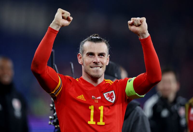 Gareth Bale celebrates after Wales beat Austria 2-1 in their World Cup qualifier in Cardiff. Action Image