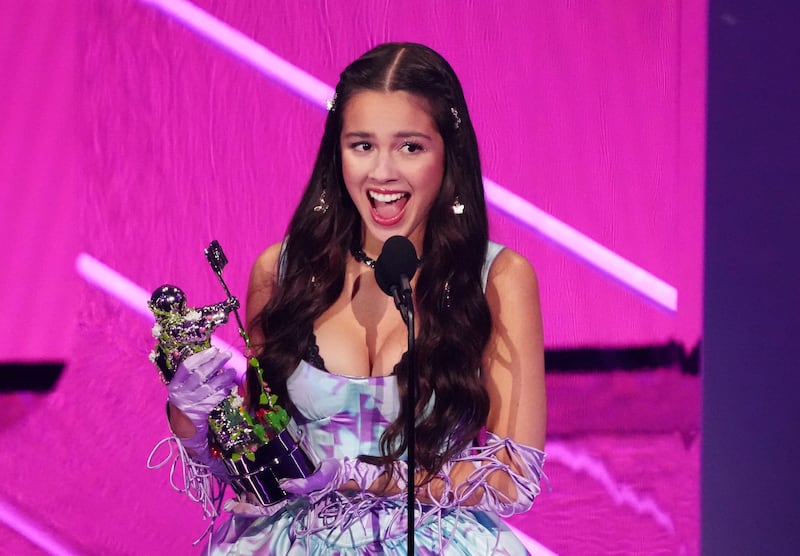 Olivia Rodrigo accepts the award for Song of the Year for 'drivers license' at the MTV Video Music Awards at Barclays Centre on September 12, 2021 in New York. Invision / AP