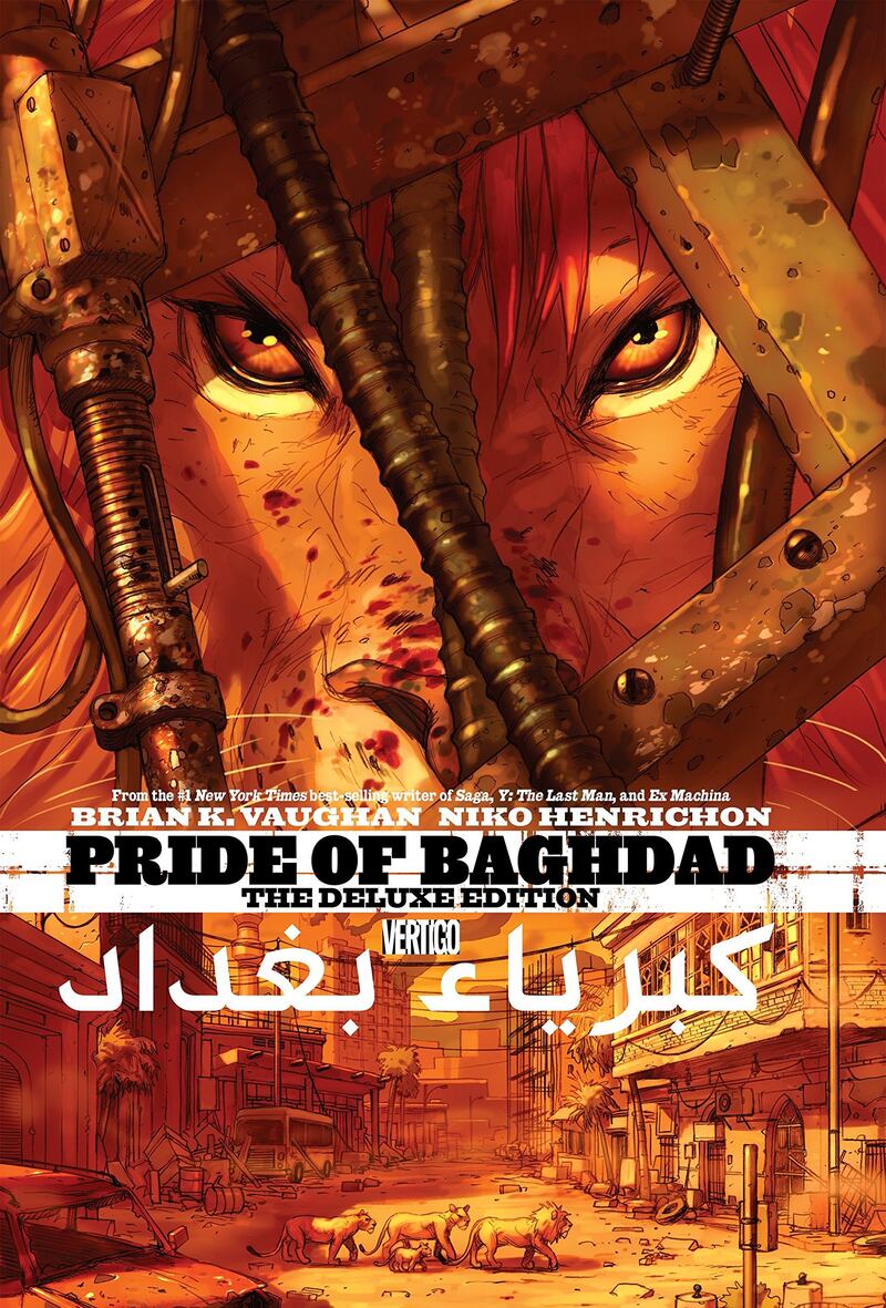 'Pride of Baghdad' by Brian K Vaughan is a story based on true events set in 2003 Iraq where a pride of lions, Zill, Safa, Noor and Ali, escape from the Baghdad Zoo after the city is bombed by American forces. Photo: Brian K Vaughan