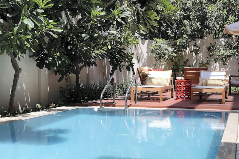 The pool area of Davis's 8,000-square-foot villa.