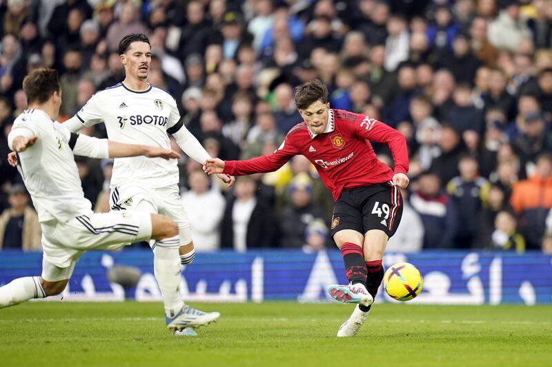 Manchester United's Alejandro Garnacho scores their second goal. PA