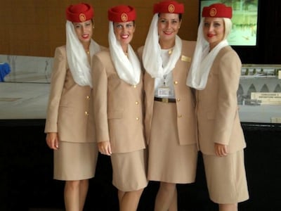 Laura Rooney, third from left, with colleagues during her time with Emirates