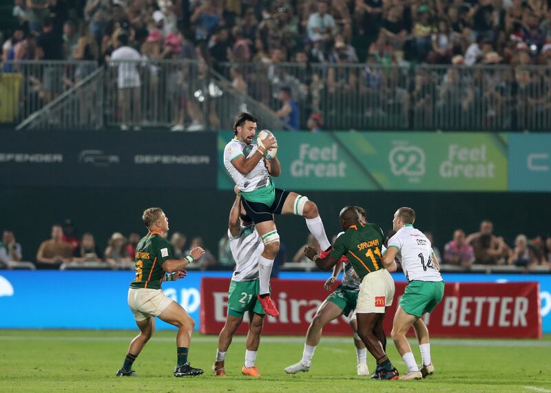 Ireland's Harry McNulty gathers the ball.