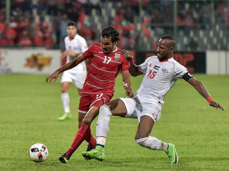 Abdelatif Bahdari, right, and his Palestine side have qualified for the Asian Cup for the second tournament in a row. AFP