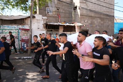 Palestinians carry the body of a victim following an Israeli bombardment in Gaza City on Saturday. Bloomberg