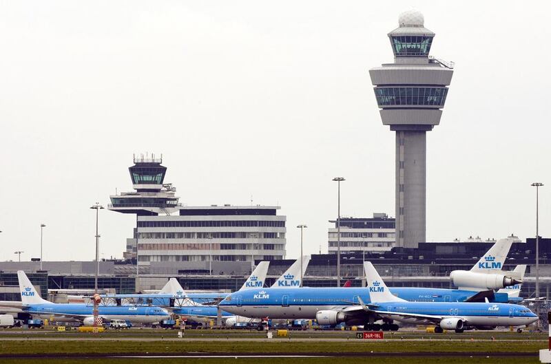 Schiphol Airport near Amsterdam. Lex Van Lieshout. UAE airlines say they are still operating from the Dutch airport. AFP