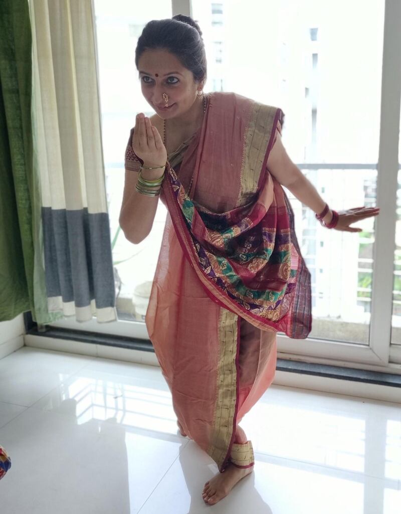 Riddhi Doshi in a paithani sari for her Dance and Textile project. Courtesy Riddhi Doshi