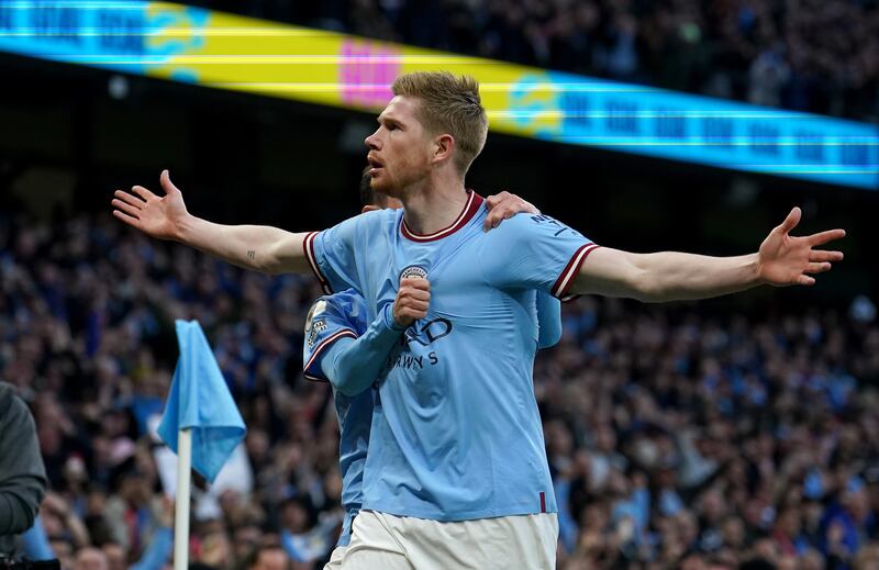 CM: Kevin De Bruyne (Manchester City). What is there left to say about the Belgian genius? City knew they needed to beat Arsenal to swing the title race in their favour, so up stepped De Bruyne to torment the Gunners. Scored a wonderful first to set the tone, swung in a perfect cross for Stones for the second, then scored the third in the 4-1 win. Still, as he has been throughout his time at City, the best player in the Premier League. PA