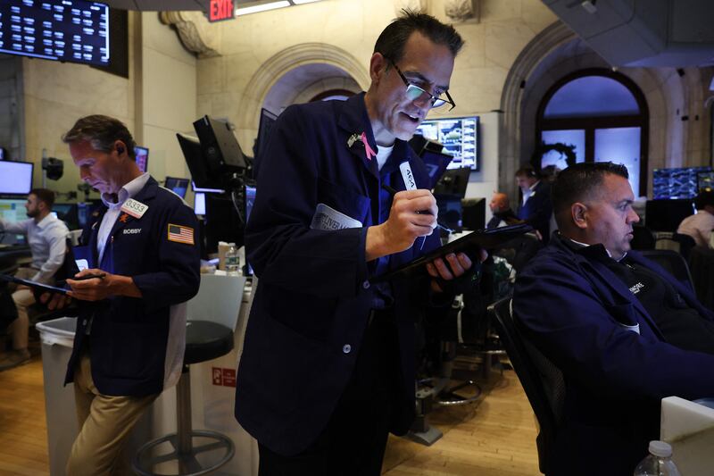 Traders on the floor of the New York Stock Exchange. While consumer prices have not been rising as fast lately, some investors worry stubborn inflation may force the Fed to leave rates at current levels longer than expected. Getty Images