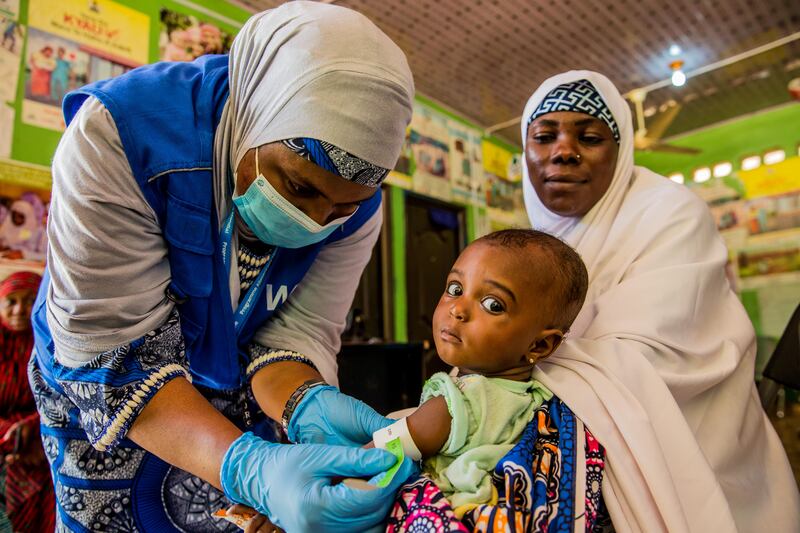 7-month-old Ruqayyah receives treatment for malnourishment in northern Nigeria.