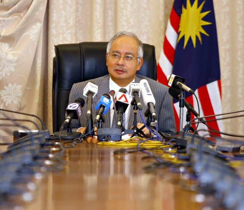 Najib Razak addresses journalists during a press conference in 2007. AFP