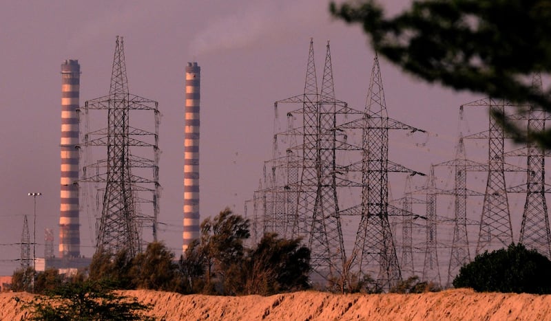 View of the chimneys of Doha, one of the five power stations in Kuwait and power lines that transport electricity to Kuwait City on April 26, 2010. (Photo:Gustavo Ferrari/The National)