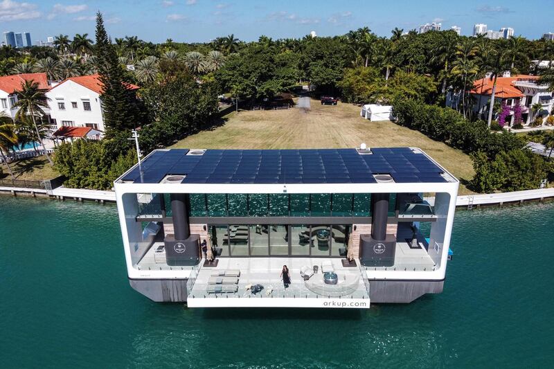 The $5.5 million Arkup luxury floating villa is docked at Star Island in Miami Beach, Florida. AFP