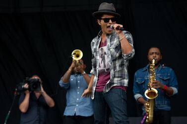 Bruno Mars will perform at Resolution By Night on New Year's Eve in Abu Dhabi. Getty Images