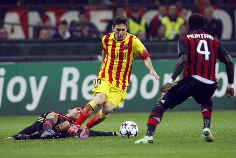 Milan 1-1 Barcelona. Lionel Messi returned and scored the equaliser for Barca in the 23rd minute. Alessandro Garofalo / Reuters