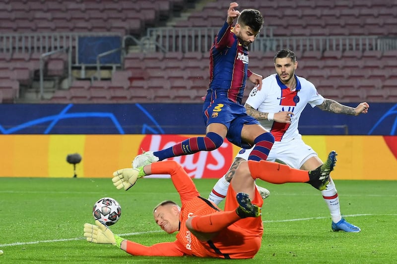 Gerard Pique, 5 - Surprise call up having been out since November, but with Aruajo out, needs must and Pique’s experience was called on. Sidestepped by Mbappe for the first PSG goal. Which defender wouldn’t have been? Blocked a Verrati shot with his head and heeled a Florenzi cross away from goal – towards Mbappe who scored the second. The defining image of the game is him trying – and failing – to stop Mbappe. AFP