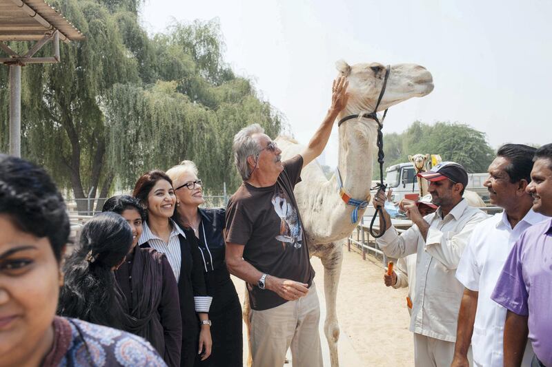 17.09.17 Dr Ulrich Wernery and his wife Renate Wernery, founders of CVRL: Central Veterinary Research Laboratory in Dubai. An internationally acclaimed Laboratory that research and produce vaccines for camels, falcons and other animals against various kinds of pox diseases. Here photographed with their team. From Left: Preetha Varghese, Shyna Korah, Rubeena Muhammed, Sunitha Joseph,
Renate Wernery, Dr Ulrich Wernery, AbdulMuthi, Zaheer Ahmed, Abdul Khades Nissarudin, Dr Vijaya Baskar,Rajan Babu and Missy Georgy.
Anna Nielsen For The National 