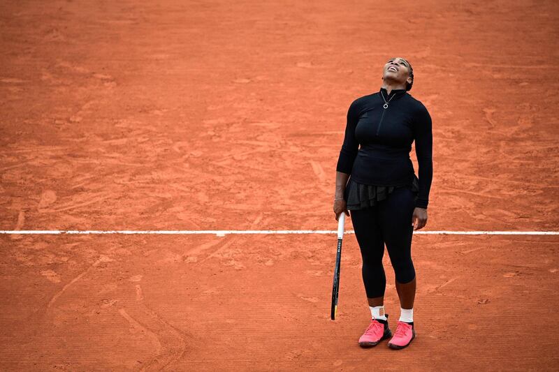 Serena Williams of the US reacts as she plays against Kristie Ahn. AFP