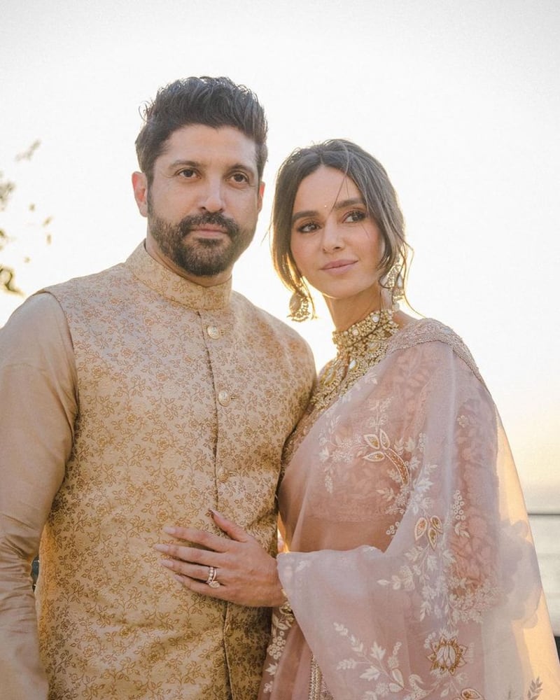 Bollywood star Farhan Akhtar and Shibani Dandekar got married in Khandala, India, in February. Photo: ShibaniDandekar / Instagram