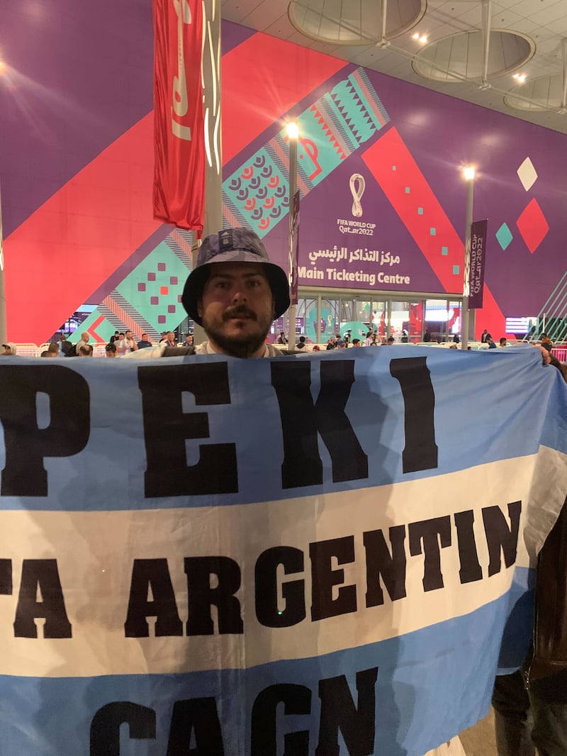 Argentina supporter Emiliano Aguilera, 32, urged football authorities to find more tickets for the match against France 

