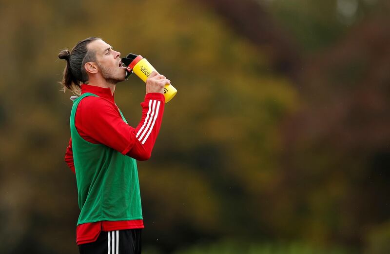 Gareth Bale takes a drinks break. Reuters