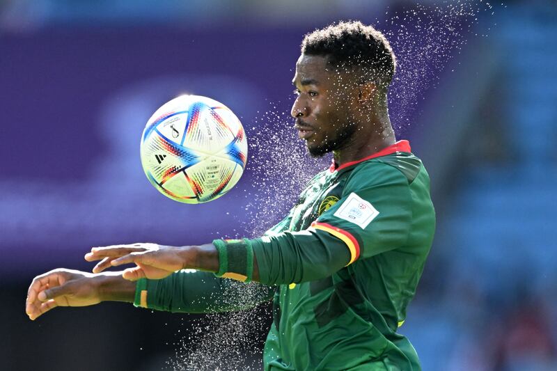 Cameroon midfielder Martin Hongla controls the ball in their World Cup group G match against Switzerland at Al Janoub Stadium. Switzerland won 1-0. AFP