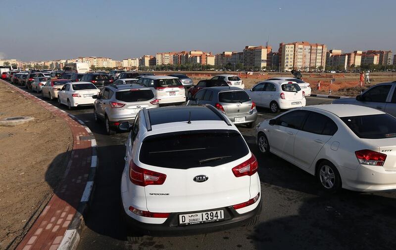 Choked lanes to and from Sheikh Zayed Road to the Nakheel-owned residential community that has almost 26,000 apartments has been a constant problem. Pawan Singh / The National