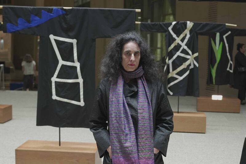 Susan Hefuna at her Traces of Egypt exhibition at the Grand Egyptian Museum. Photo: Grand Egyptian Museum
