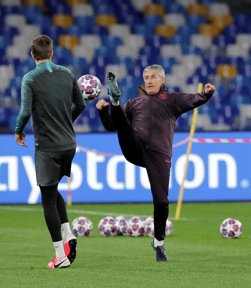 Barcelona manager Quique Setien. Reuters