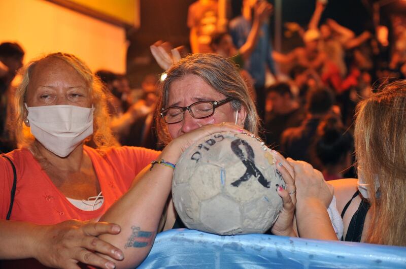 Supporters  gather at the door of the judicial morgue, in the town of San Fernando. EPA