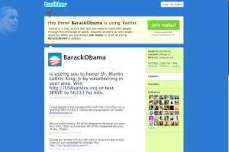 A screen grab of a webpage advertising the service and carrying messages from Barack Obama.