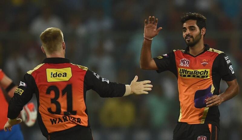 Bhuvneshwar Kumar leads a strong Indian pace attack at Hyderabad. AFP