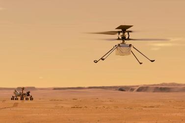 As part of the first test flight, Ingenuity will climb three meters, hover for 30 seconds and then descend back on the Martian surface. Nasa 