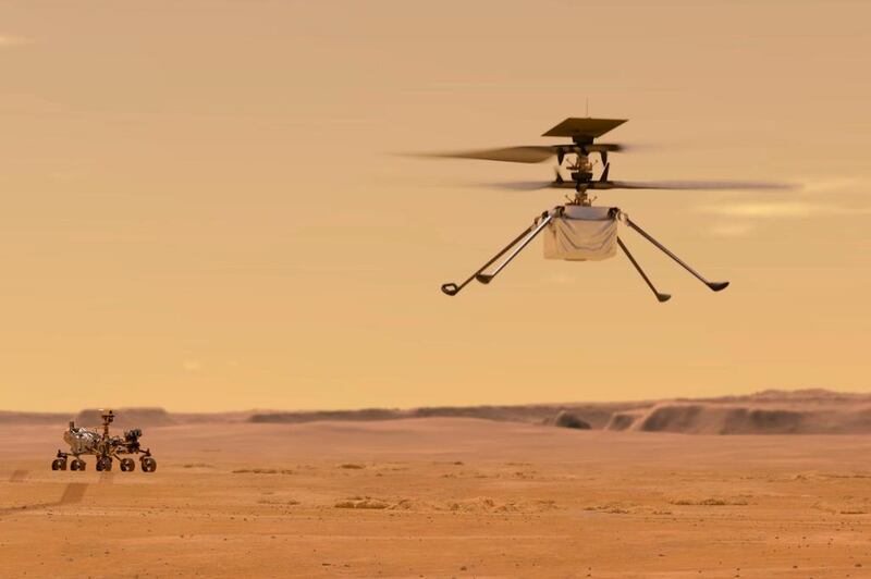 As part of the first test flight, Ingenuity will climb three metres, hover for 30 seconds and then descend back on the Martian surface. Nasa