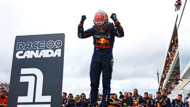 MONTREAL, QUEBEC - JUNE 09: Race winner Max Verstappen of the Netherlands and Oracle Red Bull Racing celebrates in parc ferme during the F1 Grand Prix of Canada at Circuit Gilles Villeneuve on June 09, 2024 in Montreal, Quebec.    Mark Thompson / Getty Images / AFP (Photo by Mark Thompson  /  GETTY IMAGES NORTH AMERICA  /  Getty Images via AFP)