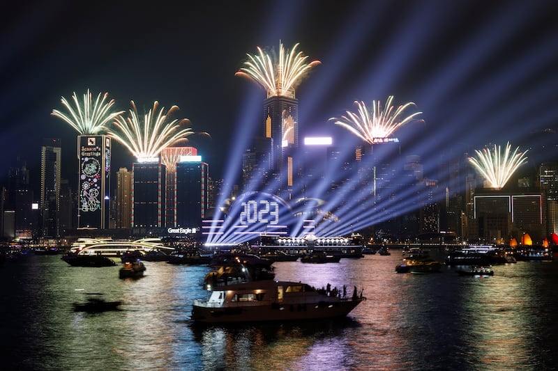 Fireworks over Victoria Harbour in Hong Kong to mark the new year. Reuters