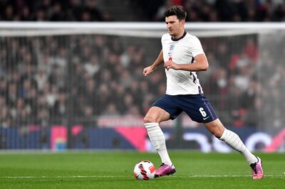Harry Maguire in action at Wembley. EPA