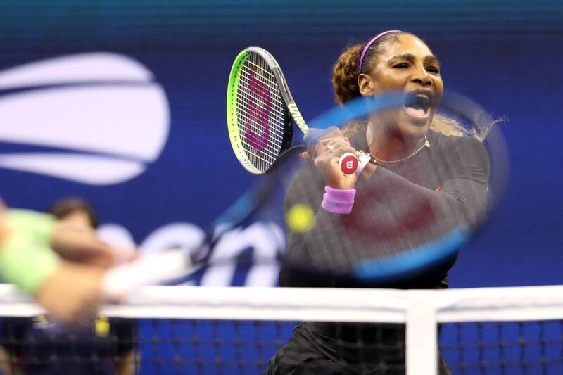 Serena Williams during her Women's match against Catherine McNally. AFP